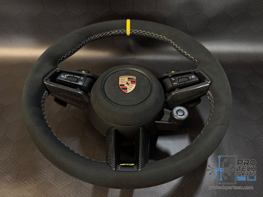 
                  
                    Porsche Steering wheel racetex GT3 992 911 silver gt stitches glossy custom
                  
                