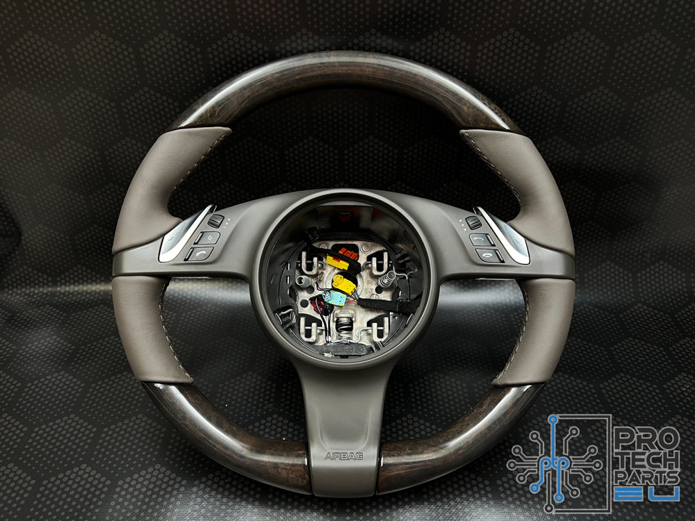 Porsche Steering wheel agate grey umber wood heated Cayenne panamera PDK